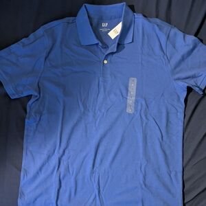 GAP Blue Stretch Pique Polo Shirt